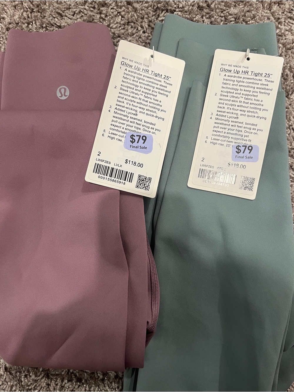 lululemon athletica Glow Up HR Tight 25" in Mauve & Sage